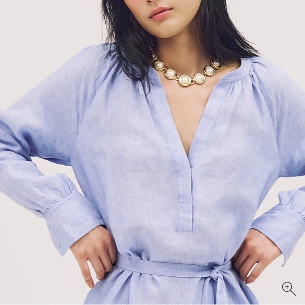 J Crew Cabana dress in linen CI918 Size S Vacation Resort Blue NWT - Picture 2 of 10